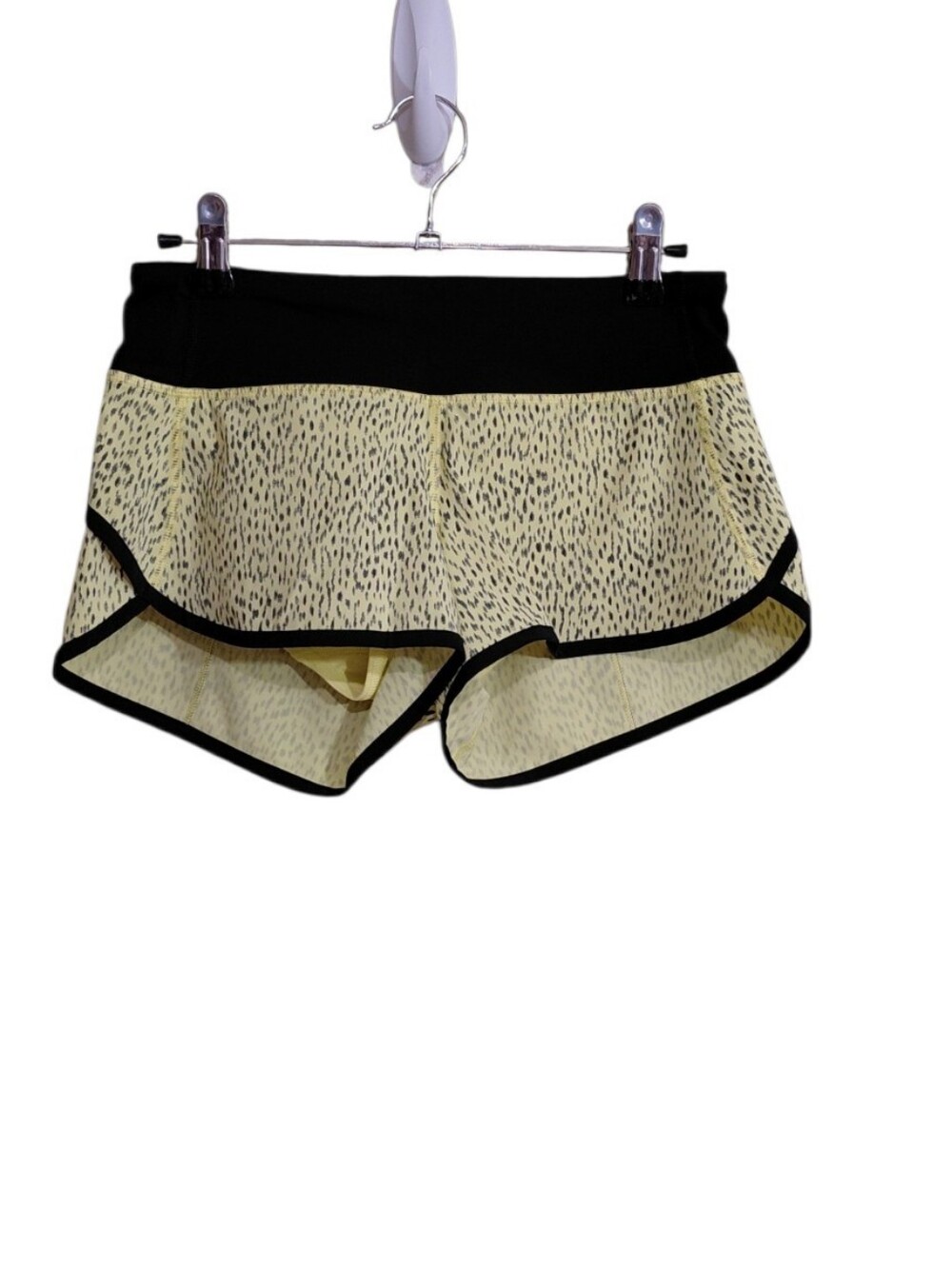 Women’s Yellow Patterned Athletic Shorts with Black Trim